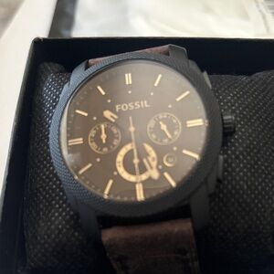 Fossil Black and Brown Chronograph Watch